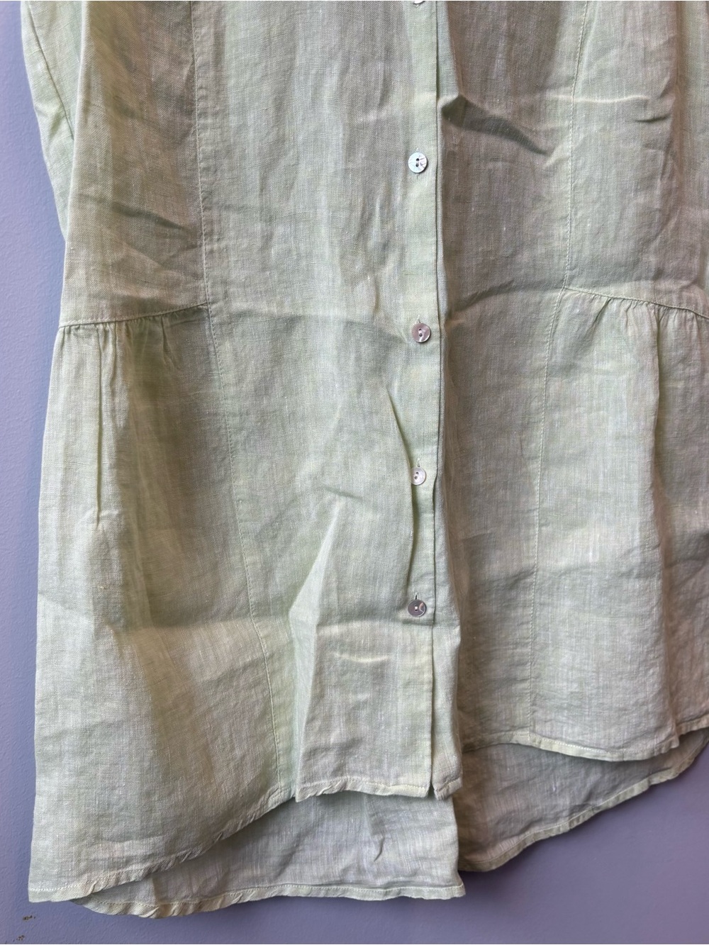 J Jill Love Linen Sleeveless Button-Front Tunic Top in Light Lime green - Picture 6 of 9